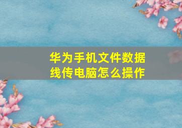 华为手机文件数据线传电脑怎么操作