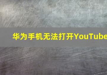 华为手机无法打开YouTube