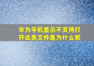 华为手机显示不支持打开此类文件是为什么呢