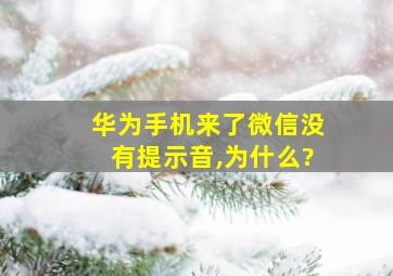 华为手机来了微信没有提示音,为什么?