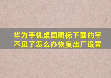 华为手机桌面图标下面的字不见了怎么办恢复出厂设置