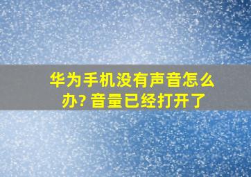 华为手机没有声音怎么办? 音量已经打开了