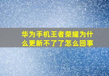 华为手机王者荣耀为什么更新不了了怎么回事