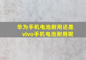 华为手机电池耐用还是vivo手机电池耐用呢