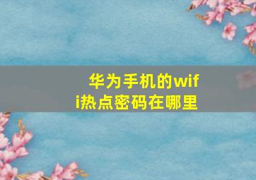 华为手机的wifi热点密码在哪里