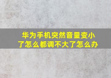 华为手机突然音量变小了怎么都调不大了怎么办