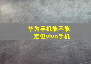 华为手机能不能定位vivo手机