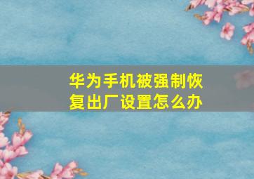 华为手机被强制恢复出厂设置怎么办