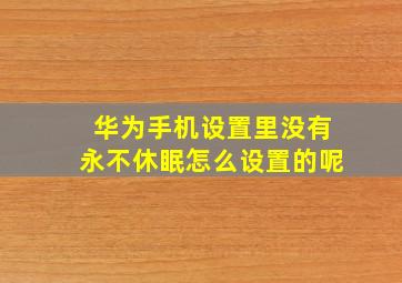 华为手机设置里没有永不休眠怎么设置的呢