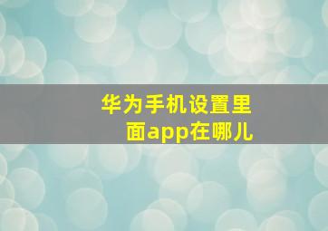 华为手机设置里面app在哪儿