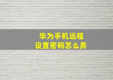 华为手机远程设置密码怎么弄