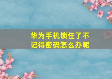 华为手机锁住了不记得密码怎么办呢