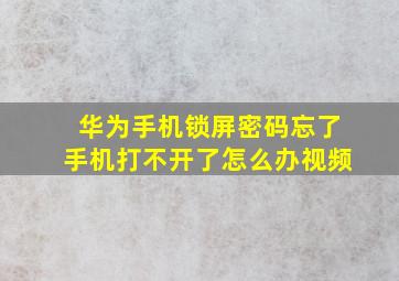 华为手机锁屏密码忘了手机打不开了怎么办视频