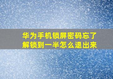 华为手机锁屏密码忘了解锁到一半怎么退出来