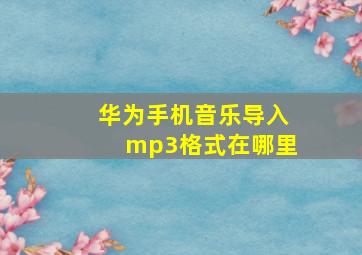 华为手机音乐导入mp3格式在哪里