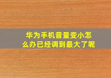 华为手机音量变小怎么办已经调到最大了呢