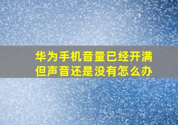 华为手机音量已经开满但声音还是没有怎么办