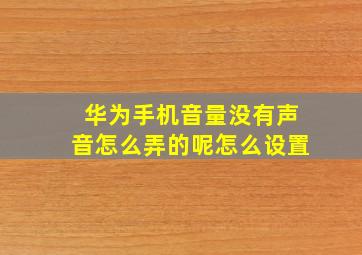 华为手机音量没有声音怎么弄的呢怎么设置