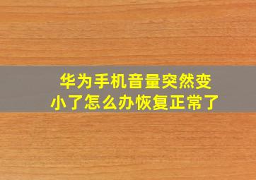 华为手机音量突然变小了怎么办恢复正常了