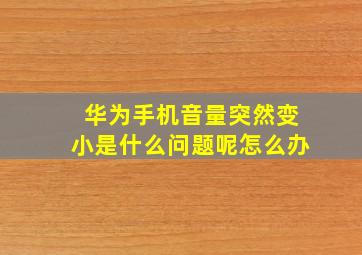 华为手机音量突然变小是什么问题呢怎么办