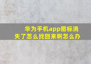 华为手机app图标消失了怎么找回来啊怎么办