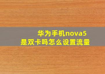 华为手机nova5是双卡吗怎么设置流量