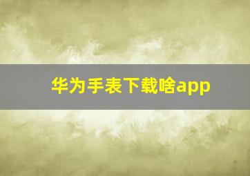 华为手表下载啥app