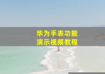 华为手表功能演示视频教程