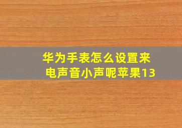 华为手表怎么设置来电声音小声呢苹果13