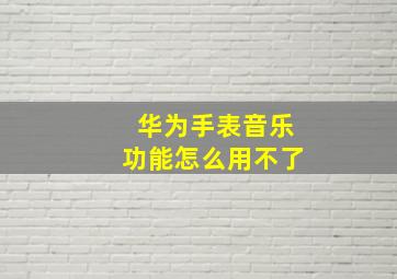 华为手表音乐功能怎么用不了