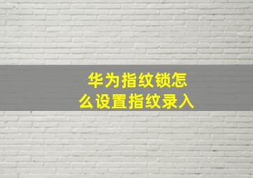 华为指纹锁怎么设置指纹录入