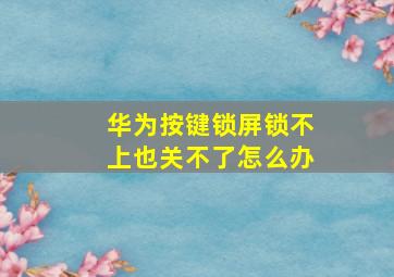 华为按键锁屏锁不上也关不了怎么办