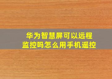 华为智慧屏可以远程监控吗怎么用手机遥控