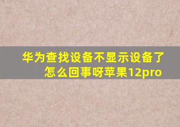 华为查找设备不显示设备了怎么回事呀苹果12pro