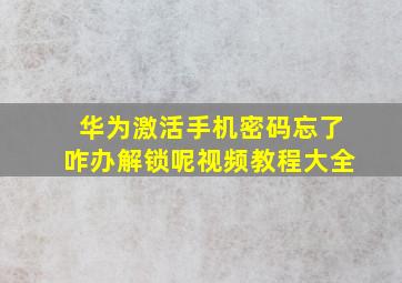 华为激活手机密码忘了咋办解锁呢视频教程大全