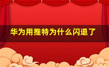 华为用推特为什么闪退了