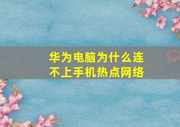 华为电脑为什么连不上手机热点网络