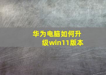 华为电脑如何升级win11版本