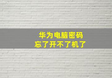 华为电脑密码忘了开不了机了