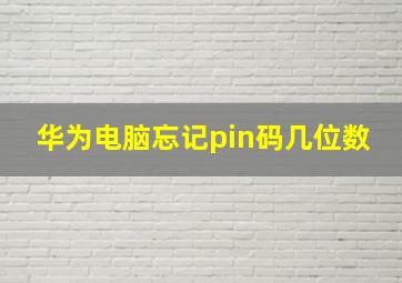 华为电脑忘记pin码几位数