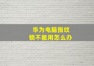 华为电脑指纹锁不能用怎么办