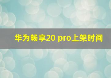 华为畅享20 pro上架时间