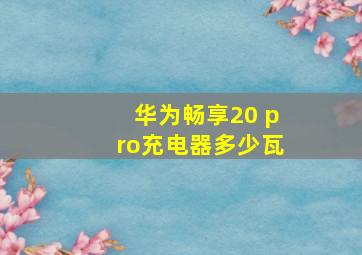 华为畅享20 pro充电器多少瓦