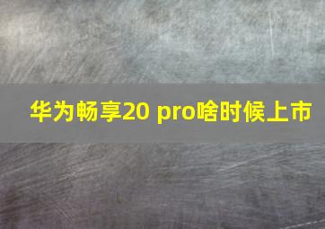 华为畅享20 pro啥时候上市