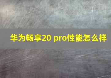 华为畅享20 pro性能怎么样