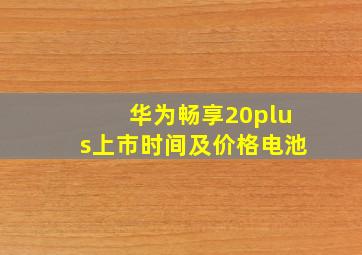 华为畅享20plus上市时间及价格电池