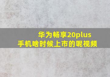 华为畅享20plus手机啥时候上市的呢视频