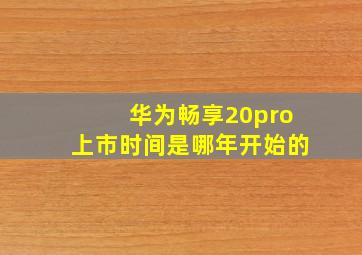 华为畅享20pro上市时间是哪年开始的