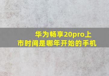 华为畅享20pro上市时间是哪年开始的手机