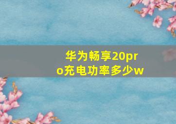 华为畅享20pro充电功率多少w